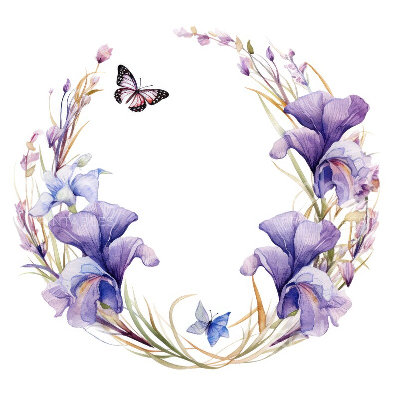 Watercolor Butterfly Wreath Clipart - 11 Jpgs Watercolor Botanical ...