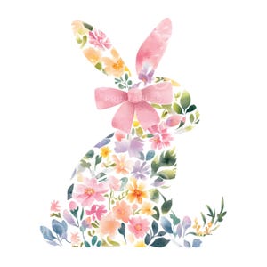 28 Clipart coquette de Pâques lapin mignon, lapin de Pâques floral, carte de Pâques, JPG de haute qualité, téléchargement numérique, créations en papier, journal indésirable S539