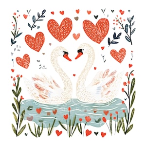 20 Clipart coppia di cigni, cigni d'amore romantici, Clipart acquerello stampabile, JPG di alta qualità, download digitale, diario di carta artigianale S425