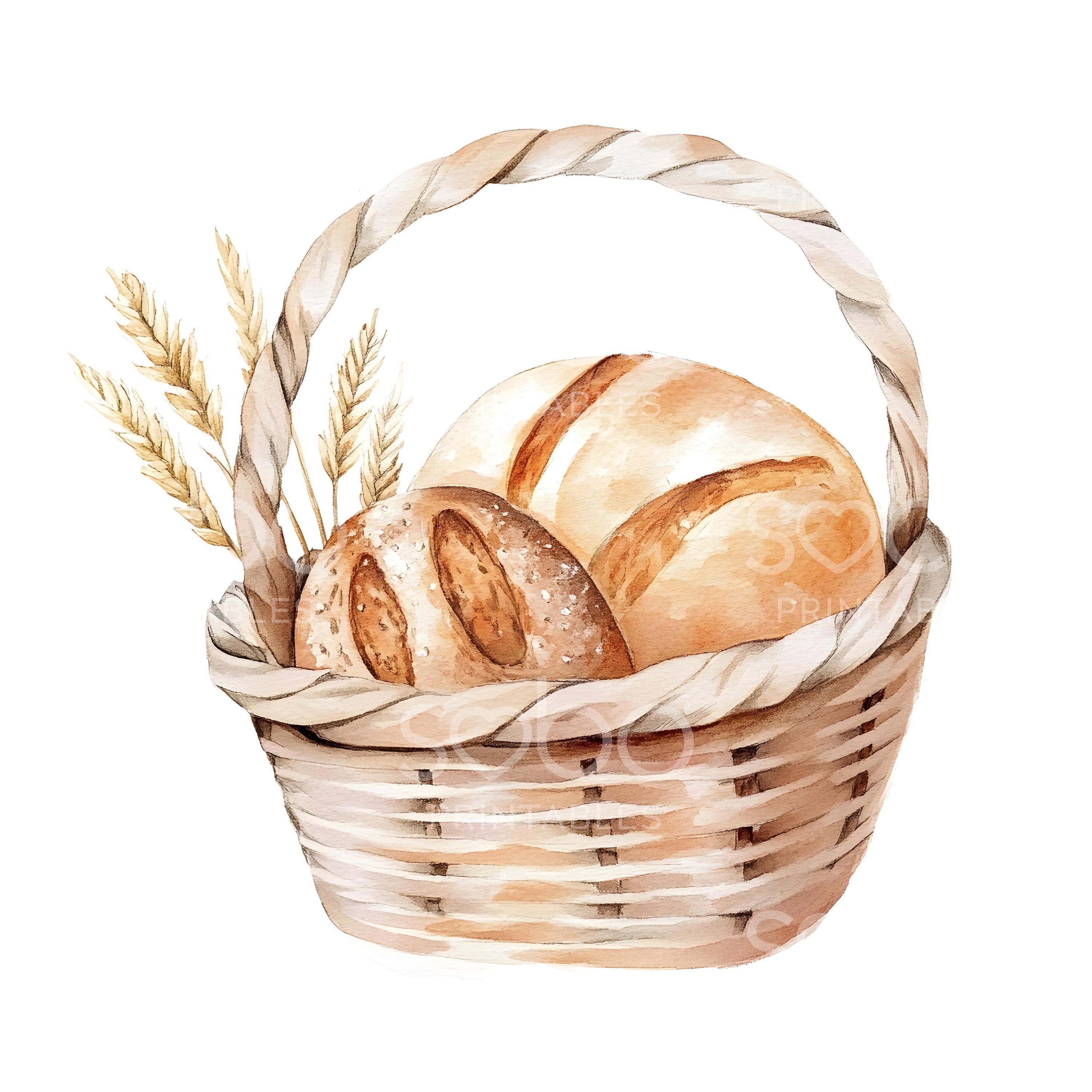 25 Rustic Bread Basket Clipart, Bread Clipart, Printable Watercolor Art,  High Quality Jpgs, Digital Download, Paper Craft, Junk Journal S668 - Etsy, image size:3000x3000