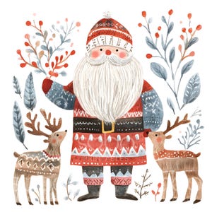 24 Arte popular escandinava Santa Clipart, Papai Noel escandinavo, Feriado nórdico, Natal popular, JPGs de alta qualidade, Download digital S287