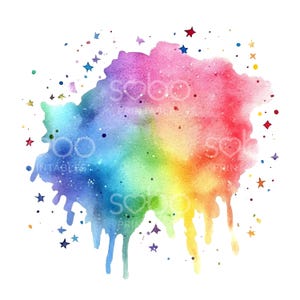 23 Clipart di schizzi arcobaleno, schizzi di vernice, JPG di alta qualità, Clipart stampabili ad acquerello, download digitale, lavoretti di carta, diario di scarto S759