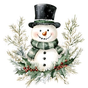 15 Schneemann mit Hut Clipart, Weihnachtscliparts, Weihnachtskarte, hochwertige JPGs, digitaler Planer, Junk Journal, digitaler Download S202