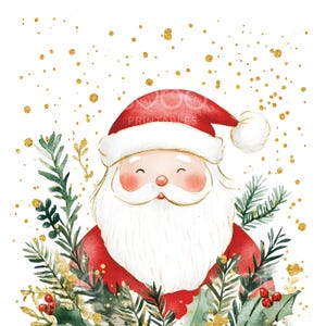 19 Christmas Santa Clipart, Santa Claus Clipart, Gold Foil Christmas Card, High Quality JPG, Digital Download, Paper Craft Junk Journal S292 image 7