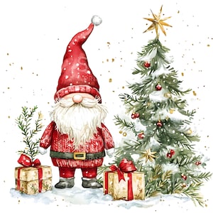18 Weihnachtsbaum Wichtel Clipart, Wichtel Winter Festliche Clipart, druckbare Aquarell, hochwertige JPGs, digitaler Download, Papier Handwerk S329