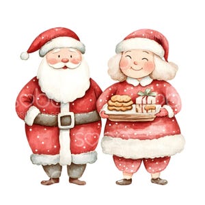 18 Clipart père Noël et père Noël, père Noël mignon vieux couple, carte de Noël, JPG de haute qualité, téléchargement numérique, papier craft indésirable journal S359
