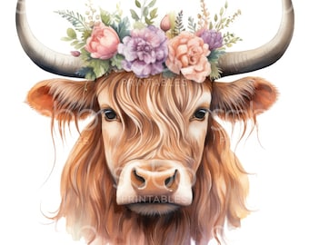 Highland Cow Clipart - 15 High Quality JPGs, Digital Download, Card Making, Wall Art, Mugs, Clip Art, Digital Paper Craft, Highland Cow S18