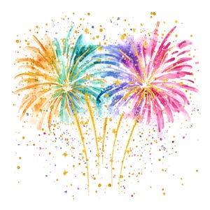 22 imágenes prediseñadas de petardos de arcoíris, Nochevieja, fuegos artificiales con purpurina, JPG de alta calidad, descarga digital, manualidades con tarjetas de papel, diario basura S462
