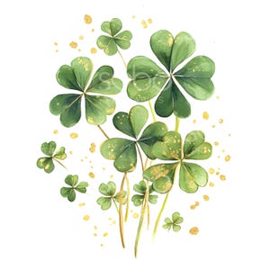 22 Saint Patrick's Day gouden klaverblad clipart, Shamrock Art, afdrukbare aquarel, hoge kwaliteit JPG's, digitale download, Paper Craft S482