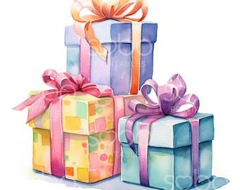 Clipart de regalos envueltos: 16 archivos JPG de alta calidad, descarga digital, diario basura, creación de tarjetas, técnica mixta, manualidades con papel digital S55