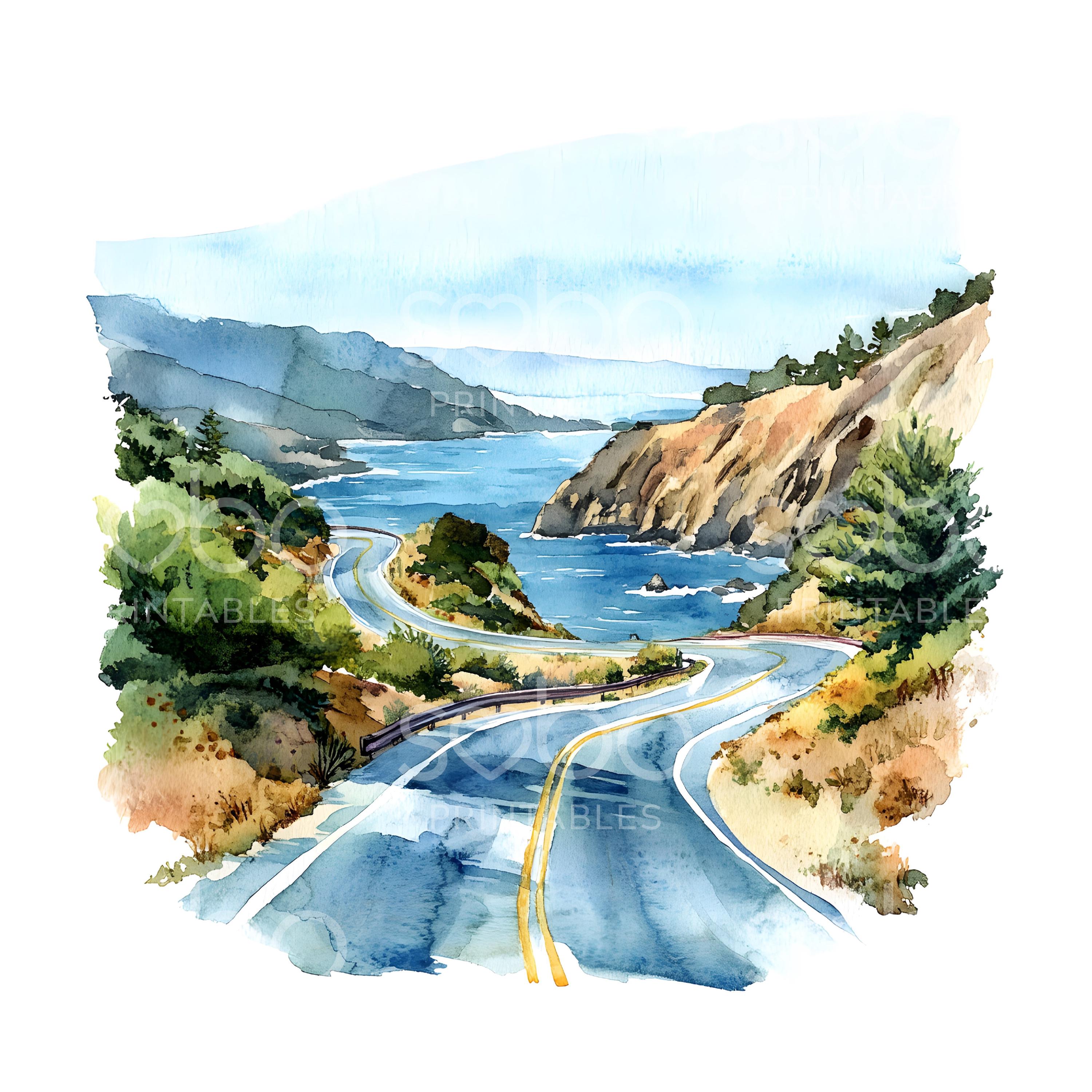22 Scenic Road Clipart, National Highway, Travel Wall Art