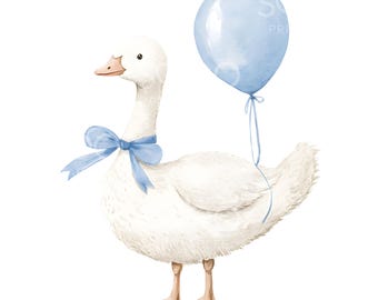 24 Silly Goose Balloon Clipart, 1st Birthday, Spring Vintage Cottagecore, High Quality JPG, Digital Download, Paper Craft, Junk Journal S745