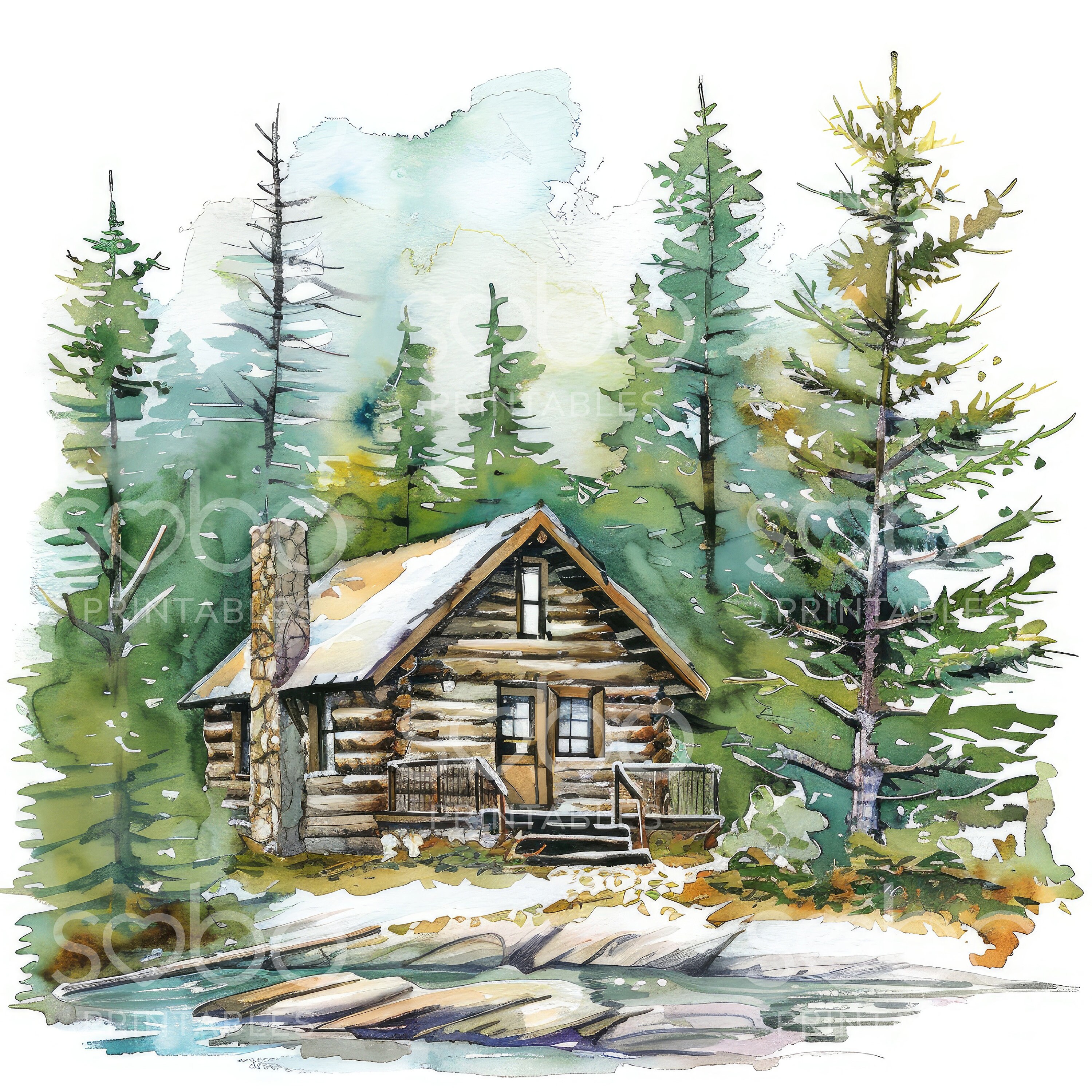 Image result for Cozy Cabin Woods Clipart - 18 High Quality Jpgs, Digital Download, Wall ...