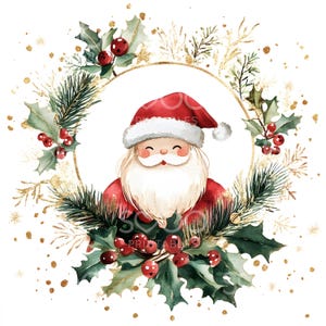 19 Christmas Santa Clipart, Santa Claus Clipart, Gold Foil Christmas Card, High Quality JPG, Digital Download, Paper Craft Junk Journal S292 image 9