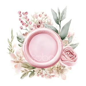 25 sellos de lacre florales, sellos para sobres de boda, acuarela imprimible, archivos JPG de alta calidad, descarga digital, manualidades de papel, diario basura S883