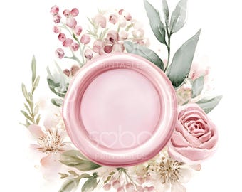 25 sellos de lacre florales, sellos para sobres de boda, acuarela imprimible, archivos JPG de alta calidad, descarga digital, manualidades de papel, diario basura S883