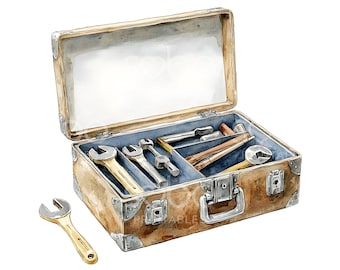 20 imágenes prediseñadas de cajas de herramientas, herramientas de mantenimiento, herramientas de reparación, arte imprimible, archivos JPG de alta calidad, descarga digital, manualidades de papel, diario basura S866