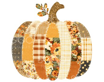 31 Clipart di zucche patchwork, zucche patchwork vintage autunnali, acquerelli stampabili, JPG di alta qualità, download digitale, carta artigianale U82