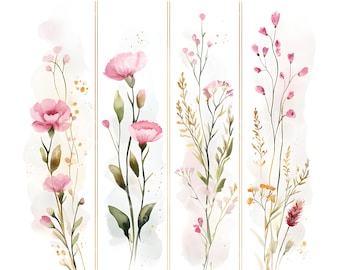 25 Wildflower Panels Clipart, Floral Panels, Wildflower Floral Wall Art, High Quality JPGs, Digital Download, Paper Craft, Junk Journal S850