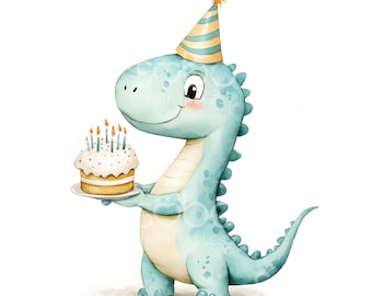 23 Dinosaur Birthday Party Clipart, Dinosaur First Birthday, Kids 1st Bday Party, High Quality JPGs, Digital download, Nursery Wall Art S395