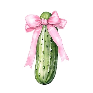 17 clipart de laço de picles, picles charmosos com laço, garota adora picles, amantes de picles, JPGs de alta qualidade, download digital, artesanato em papel S953