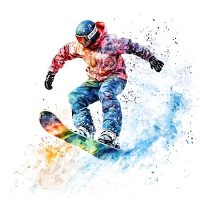 21 Snowboarder Clipart, Snowboard Clipart, druckbare Aquarell Clipart, hochwertige JPGs, digitaler Download, Papier Handwerk Journal S649