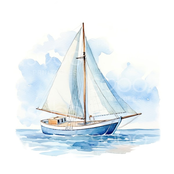 Clipart de bateaux à voile nautiques - 14 fichiers JPG de haute qualité, téléchargement numérique, journal indésirable, fabrication de cartes, techniques mixtes, création numérique en papier S01