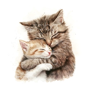 20 imágenes prediseñadas de gatitos adorables, gatitos enamorados, imágenes prediseñadas de acuarela imprimibles, archivos JPG de alta calidad, descarga digital, manualidades de papel, diario basura S845