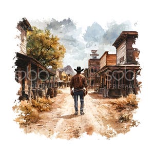 31 imágenes prediseñadas de vaqueros del Viejo Oeste, vaquero a caballo, acuarela imprimible, archivos JPG de alta calidad, descarga digital, manualidades de papel, diario basura S867