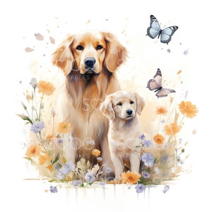 Schattige honden met vlinders-12 hoge kwaliteit jpg's, digitale planner, junkjournaling, aquarel, kunst aan de muur, commercieel gebruik download S66