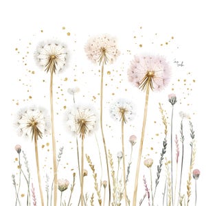25 imágenes prediseñadas de diente de león en colores pastel, dientes de león botánicos, acuarela imprimible, archivos JPG de alta calidad, descarga digital, manualidades de papel, diario basura S609