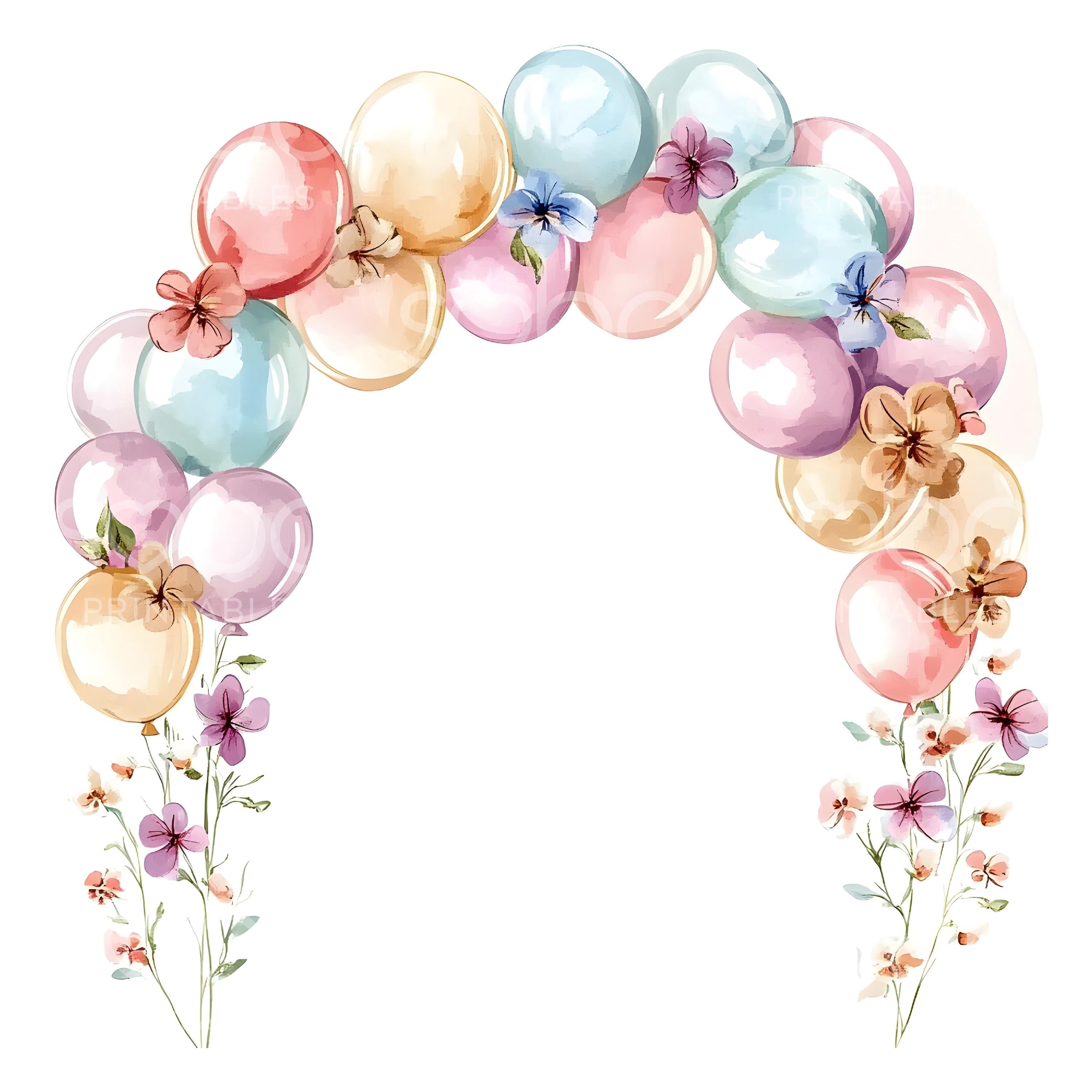 23 Balloon Arch Birthday Party Clipart, First Birthday, Balloon Frame ...