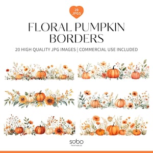 20 aquarel Halloween pompoen randen clipart, herfst herfst grenzen, digitale clipart, hoge kwaliteit jpg's, Paper Craft, Junk Journal S147