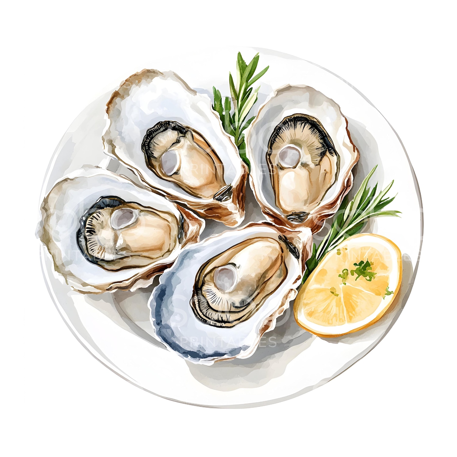 20 Oysters Clipart, Seafood Clipart, Printable Watercolor Clipart, High ...