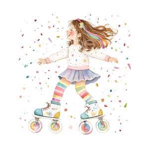 28 Cliparts de Patins Femininos, Cliparts de Patinação, Aquarela para Imprimir, JPGs de Alta Qualidade, Download Digital, Artesanato em Papel, Diário de Junk S847