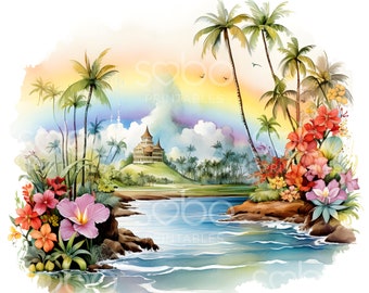 Hawaii Travel Clipart - 26 High Quality JPGs, Wall Art, Digital Download, Junk Journal, Card Making, Mixed Media, Digital Paper Craft S132
