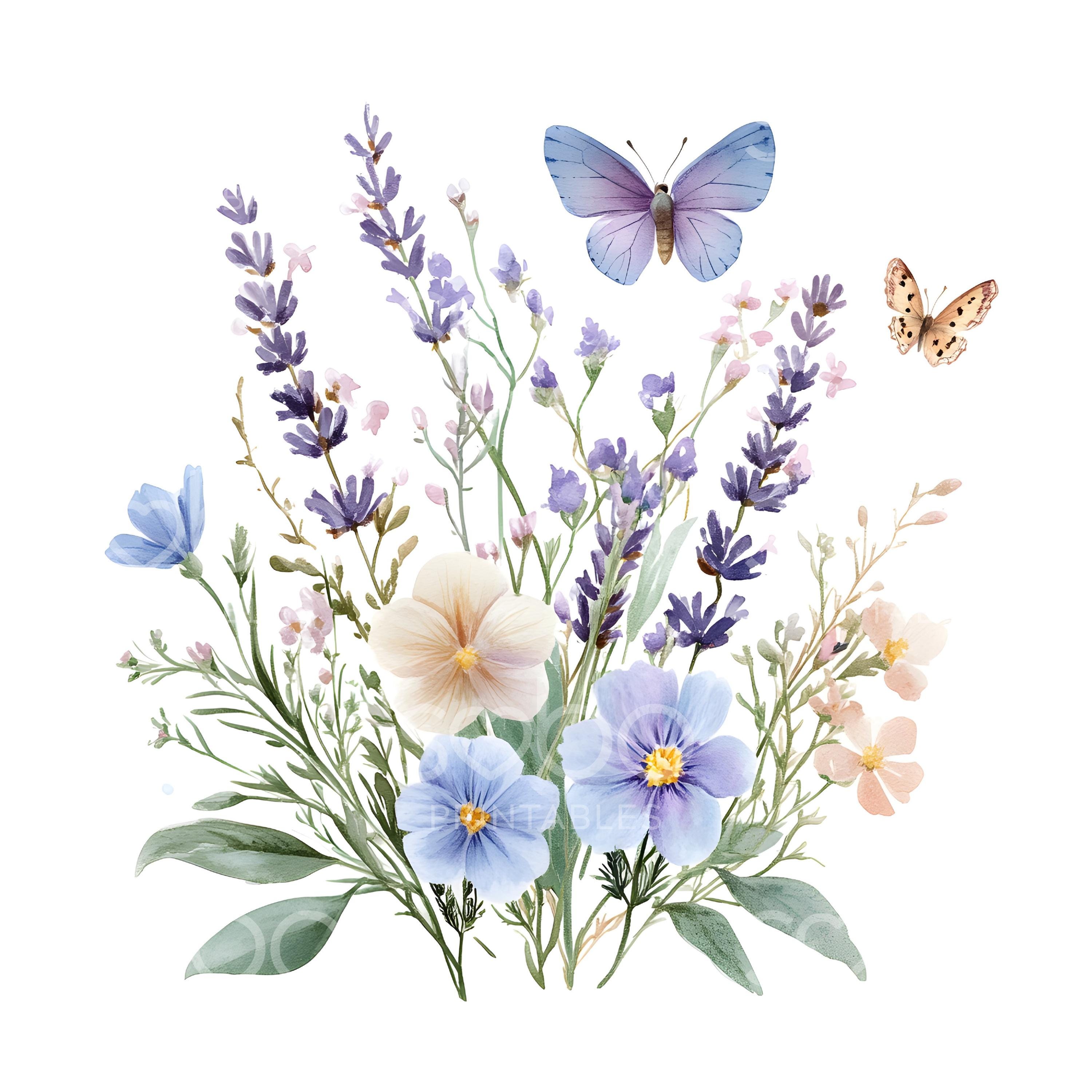 27 Purple Wildflowers Clipart, Spring Purple Flowers, Wall Art, Printable Watercolor, High Quality JPGs, Digital Download, Paper Craft S882