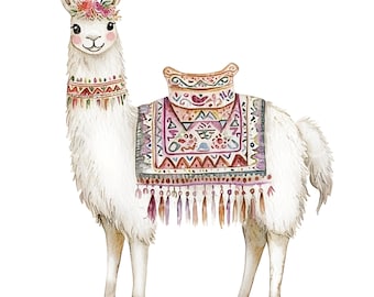18 traditionella lama-clipart, söt lama-konst, högkvalitativa JPG-bilder, utskrivbar akvarellkonst, digital nedladdning, pappershantverk, skräpjournal S796