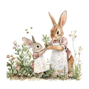 23 imágenes prediseñadas de jardinería de Peter Rabbit, jardín de primavera, acuarela imprimible, archivos JPG de alta calidad, descarga digital, manualidades de papel, diario basura S664