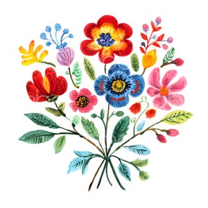 20 Mexican Florals Clipart, Flores Mexicanas, Cartão Cinco de Mayo, JPGs de Alta Qualidade, Arte em Aquarela, Download Digital, Paper Craft S593