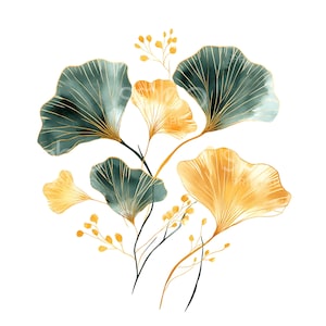 24 gingkoblad clipart, Japans blad, gingkoblad, aquarel clipart, hoge kwaliteit jpg's, digitale download, Paper Craft, Junk Journal S399