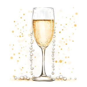 29 Perle Prosecco Clipart, Invito per addio al nubilato, Matrimonio neutro, Invito per brunch, JPG di alta qualità, Download digitale, Carta artigianale S551