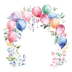 23 ballonboog verjaardagsfeestje clipart, eerste verjaardag, ballonlijst, hoge kwaliteit jpg's, digitale download, Junk Journal, Paper Craft S401