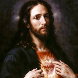 Heiliges Herz von Jesus Vintage Malerei katholische druckbare herunterladbare Kunst