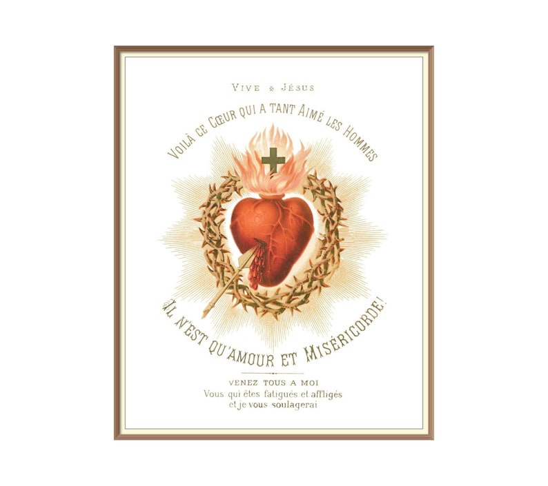 Vintage French Sacred Heart of Jesus Catholic Holy Card Etsy
