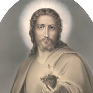 Vintage Sacred Heart of Jesus Printable Catholic Art Instant Download