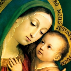Notre-Dame du Bon Conseil, oeuvre d'art murale catholique imprimable en téléchargement immédiat avec l'Enfant Jésus