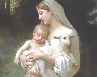 L'Innocence Vintage Painting Instant Download Printable of the Virgin Mary with the Baby Jesus
