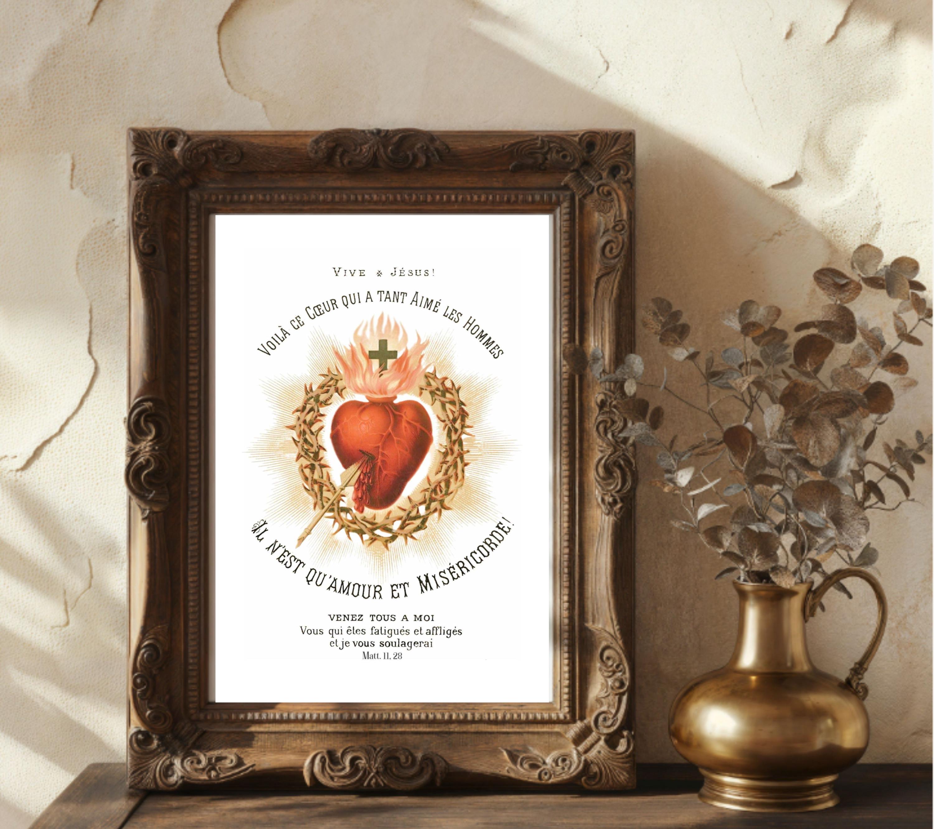 Vintage French Sacred Heart of Jesus Catholic Holy Card Instant ...