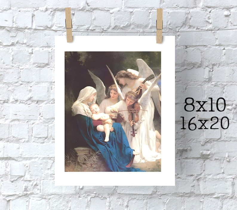Bouguereau Song of the Angels Vintage Virgin Mary and Child Jesus ...